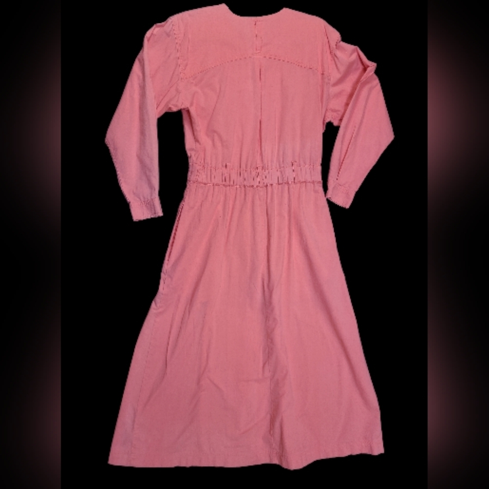 Impromtu Vintage Long Sleeve Pink Button-Up Dress 100% Cotton Size 6p - Picture 4 of 4